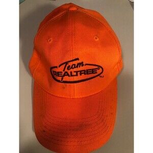 Team Realtree Baseball Cap Adjustable Neon Orange Hat Black Logo adjustable